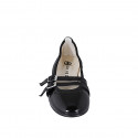 Ballerina Mary Jane a punta da donna con cinturini in vernice nera tacco 2 - Misure disponibili: 32, 34, 35