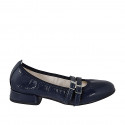 Bailarina Mary Jane a punta para mujer con cinturones en charol de color azul tacon 2 - Tallas disponibles:  32, 33, 42, 46