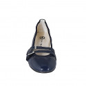 Bailarina Mary Jane a punta para mujer con cinturones en charol de color azul tacon 2 - Tallas disponibles:  32, 33, 42, 46