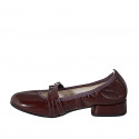 Ballerina Mary Jane a punta da donna con cinturini in vernice bordeaux tacco 2 - Misure disponibili: 32, 35, 45, 46