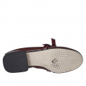 Woman's Mary Jane pointy-toe ballerina with straps in maroon patent leather heel 2 - Available sizes:  32, 35, 45, 46