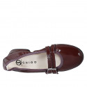 Mary Jane Ballerine pour femmes à bout pointu avec courroies en cuir verni bordeaux talon 2 - Pointures disponibles:  32, 35, 45, 46