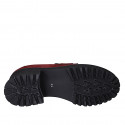 Woman's mocassin with accessory in maroon suede with heel 5 - Available sizes:  32, 33, 35, 42, 45, 46
