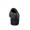 Women's college loafer in black brush-off leather with black haircalf heel 3 - Available sizes:  33, 43, 44, 45, 46