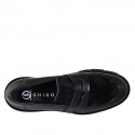 Mocassin pour femmes en cuir brossé noir et fourrure noir talon 3 - Pointures disponibles:  33, 43, 44, 45, 46