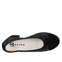 Woman's ballerina with bow and captoe in black suede and black and white fabric heel 4 - Available sizes:  32, 33, 34, 35, 42, 45, 46