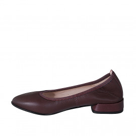 Ballerina da donna a punta in pelle bordeaux tacco 2 - Misure disponibili: 32, 34, 35, 44 2