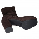 Stivaletto da donna con cerniera e plateau in camoscio ed elasticizzato testa di moro tacco 10 - Misure disponibili: 33, 35