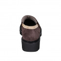 Mocasino para mujer en gamuza marron y color crema tacon 4 - Tallas disponibles:  32, 35, 42, 43, 44, 45, 46