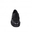 Mocassino da donna in pelle e vernice nera tacco 4 - Misure disponibili: 32, 35, 44, 45, 46