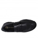 Mocassin pour femmes en cuir et cuir verni noir talon 4 - Pointures disponibles:  32, 35, 44, 45, 46