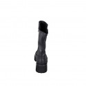 Botte biker pour femme avec double fermeture éclair en cuir noir et talon 5 - Pointures disponibles:  33, 35, 42, 44, 45
