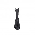Botte biker pour femme avec double fermeture éclair en cuir noir et talon 5 - Pointures disponibles:  33, 35, 42, 44, 45