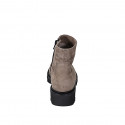 Woman's ankle boot in taupe suede with zipper and geometrical pattern heel 4 - Available sizes:  32, 33, 42, 44, 45