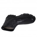 Woman's ankle boot in black leather with zipper and geometrical pattern heel 4 - Available sizes:  32, 33, 34, 35, 42, 43, 44, 45