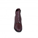 Woman's ankle boot with zipper in maroon leather, suede and patent leather heel 7 - Available sizes:  32, 35, 42, 43, 45