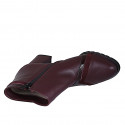 Bottines pour femmes avec fermeture éclair en cuir, daim et cuir verni bordeaux talon 7 - Pointures disponibles:  32, 35, 42, 43, 45