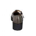Scarpa accollata Mary Jane da donna con cinturino a T in pelle verde tacco 4 - Misure disponibili: 35, 42, 43, 44, 45, 46