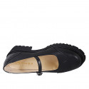 Zapatos de salón Mary Jane para mujer con punta de ala en piel negra y tacón 4 - Tallas disponibles:  35, 46