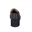 Mocassin avec accessoire argent pour femmes en cuir noir talon 4 - Pointures disponibles:  33, 45, 46