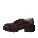 Scarpa stringata derby da donna in vernice bordeaux con elastici tacco 4 - Misure disponibili: 43, 44, 45
