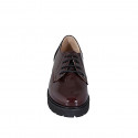 Woman's laced derby shoe in maroon patent leather with elastics heel 4 - Available sizes:  43, 44, 45