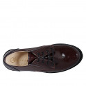 Woman's laced derby shoe in maroon patent leather with elastics heel 4 - Available sizes:  43, 44, 45