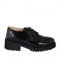 Zapato derby para mujer en charol negro con elasticos tacon 4 - Tallas disponibles:  35, 43, 44, 45, 46