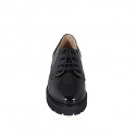 Scarpa stringata derby da donna in vernice nera con elastici tacco 4 - Misure disponibili: 35, 43, 44, 45, 46
