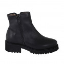 Bottines pour femmes en cuir noir avec fermetures éclair et doublure en fourrure talon 4 - Pointures disponibles:  43, 44, 45, 46