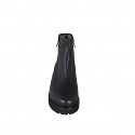 Woman's ankle boot in black leather with zippers and fur lining heel 4 - Available sizes:  43, 44, 45, 46