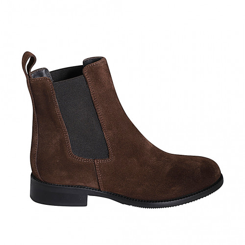 Bottines pour femmes en daim marron avec élastiques avec talon 3 - Pointures disponibles:  32, 35