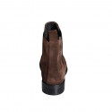 Woman's ankle boot in brown suede with elastic bands with heel 3 - Available sizes:  32, 35