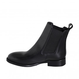 Woman's ankle boot in black leather with elastic bands with heel 3 - Available sizes:  32 2