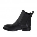 Woman's ankle boot in black leather with elastic bands with heel 3 - Available sizes:  32