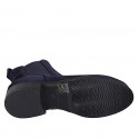 Woman's ankle boot with elastic bands in blue suede with heel 3 - Available sizes:  34, 35, 46