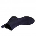 Stivaletto da donna in camoscio blu con elastici con tacco 3 - Misure disponibili: 34, 35, 46