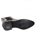 Stivaletto texano a punta da donna con elastici in pelle stampata beige e marrone tacco 4 - Misure disponibili: 32, 34, 35, 42, 43, 45, 46