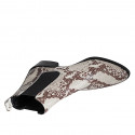 Bottines texanes à bout pointu pour femmes avec elastiques en cuir imprimé beige et marron talon 4 - Pointures disponibles:  32, 34, 35, 42, 43, 45, 46