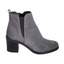 Botines para mujer con cremallera y elastico en gamuza gris tacon 6 - Tallas disponibles:  32, 35, 46