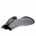 Woman's ankle boot with zipper and elastic band in grey suede heel 6 - Available sizes:  32, 35, 46
