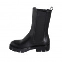 Stivaletto alto da donna in pelle nera con elastici tacco 4 - Misure disponibili: 45, 46