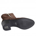 Woman's ankle boot with zippers in brown suede heel 6 - Available sizes:  35, 46