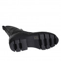 Bottines pour femmes avec lacets, bout droit et fermeture éclair en cuir imprimé noir talon 4 - Pointures disponibles:  32, 35, 42, 44
