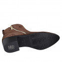 Bottines à bout pointu pour femmes avec fermetures éclair en daim marron talon 4 - Pointures disponibles:  42