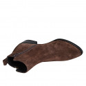 Stivaletto a punta da donna con cerniere in camoscio marrone tacco 4 - Misure disponibili: 42
