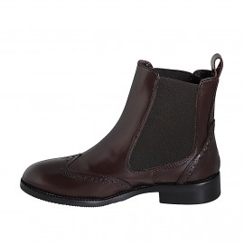 Bottines pour femmes en cuir marron avec élastiques et bout golf talon 3 - Pointures disponibles:  33, 46, 47 2