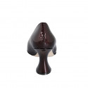 Woman's pointy pump shoe with V-cut in maroon patent leather heel 7 - Available sizes:  32, 35