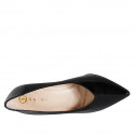 Zapato de salon con puntera a V para mujer en charol negro tacon 7 - Tallas disponibles:  35, 43