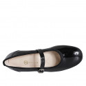 Mary Jane para mujer con punta redonda en charol negro tacon 3 - Tallas disponibles:  32, 33, 42, 46
